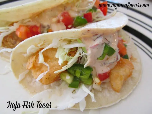 baja fish tacos with creamy chipotle sauce