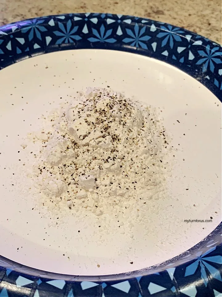 seasoned flour on plate