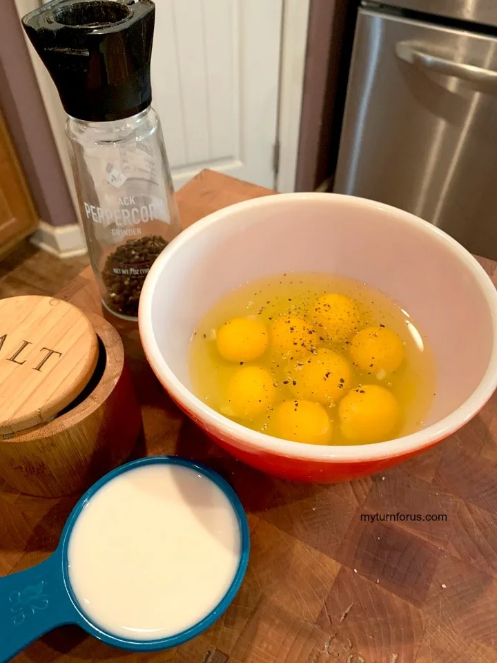 Eggs and milk for frittata