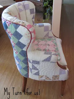 patchwork quilt covered chair