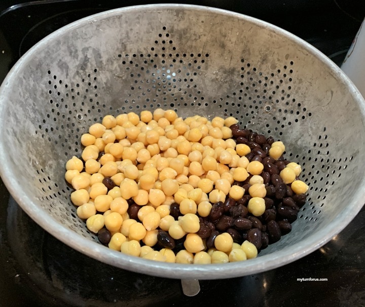 black beans and chickpeas