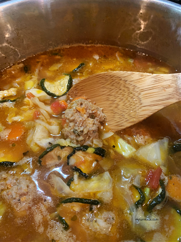 pot of Mexican Meatball Soup