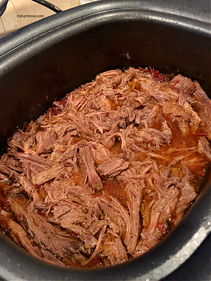 Beer Braised Beef shredded beef for chipotle tacos