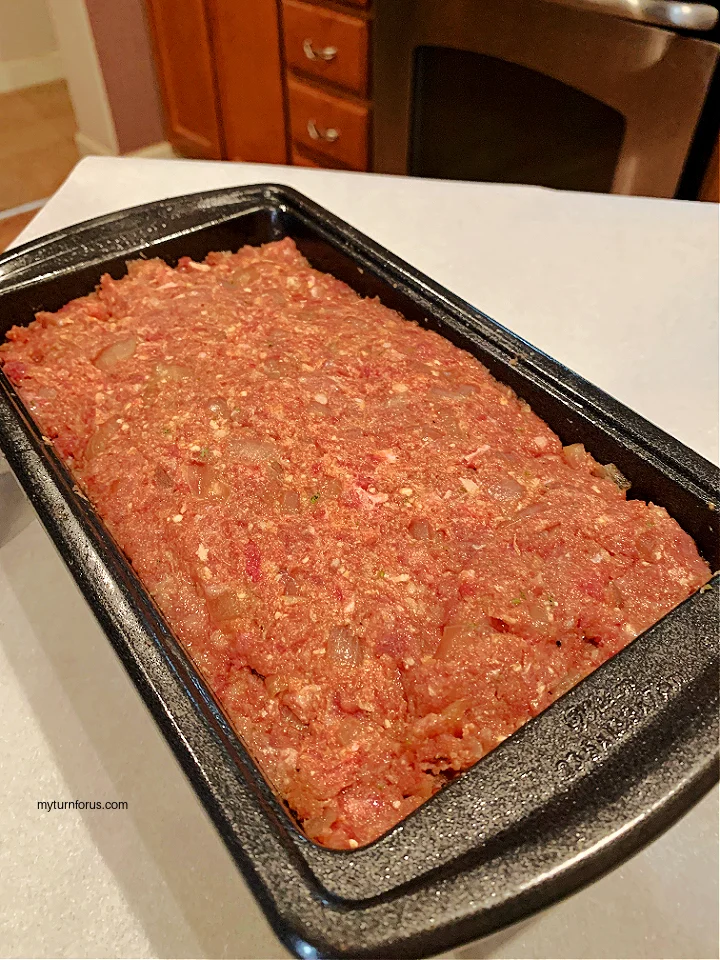 simple meatloaf in a loaf pan