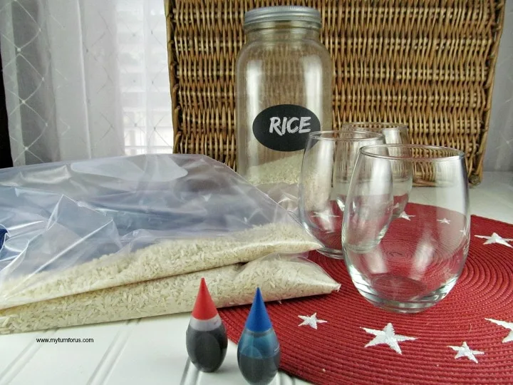 How to make colored rice, how to make dyed rice, candle jars, rice for colored rice candle holders