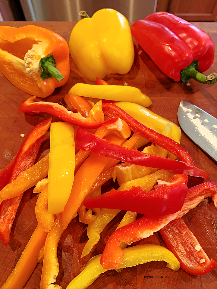 sliced peppers for fajitas
