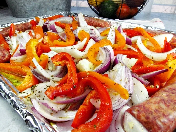 Sheet Pan Sausage and Peppers, Italian Sausage and Peppers