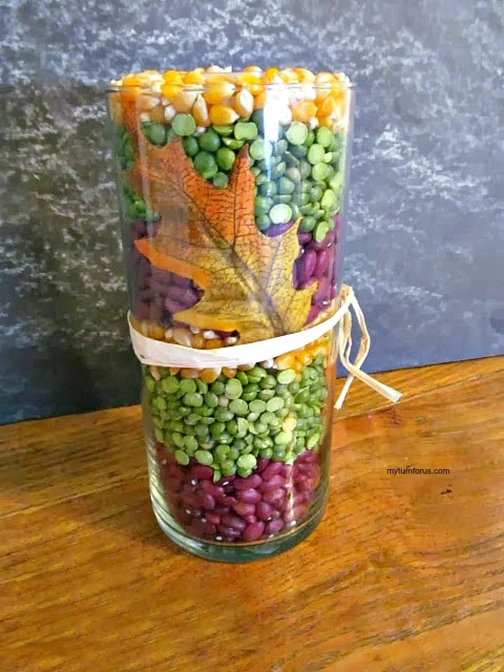 Fall Candle Vase,DIY Fall Decor, harvest decor, decorating for fall on a budget