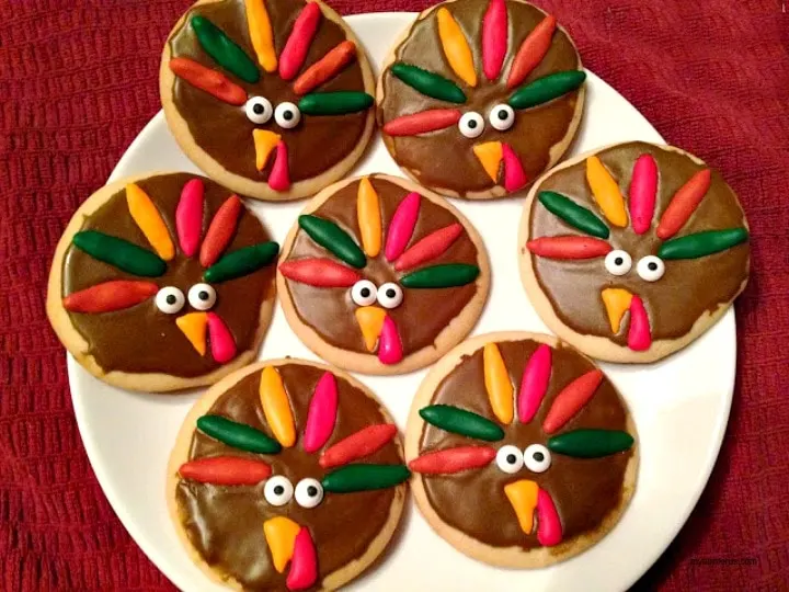 Thanksgiving Turkey Cookies, royal icing decorations