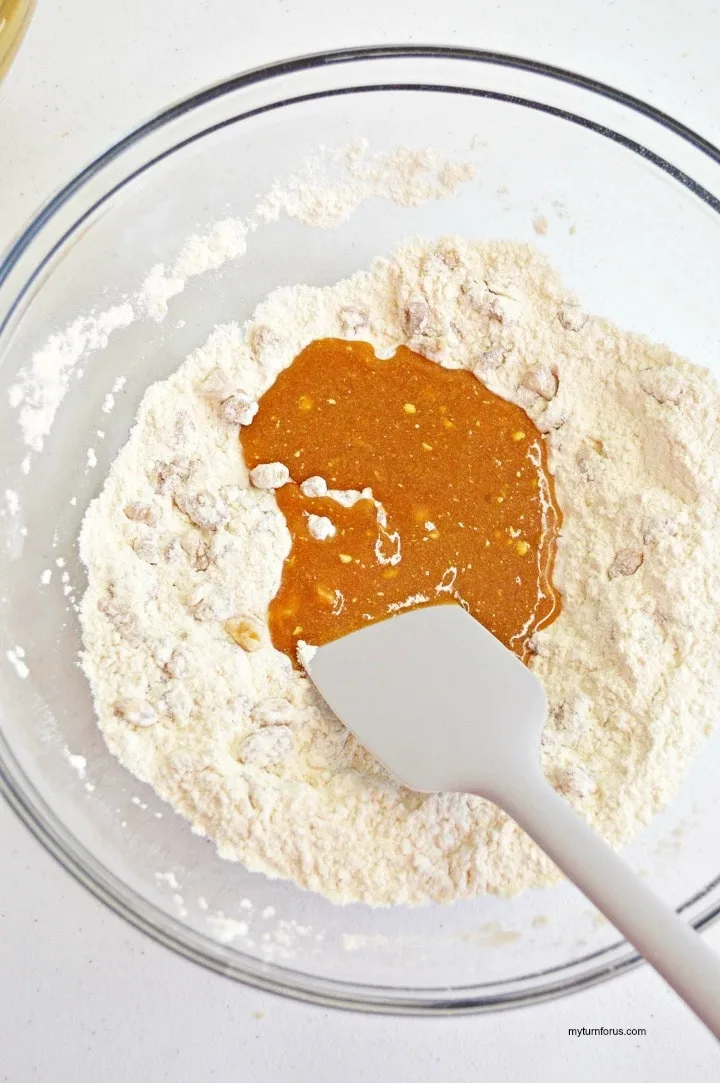 flour and maple syrup for maple walnut blondies