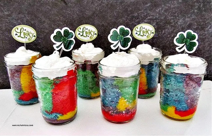 rainbow cupcakes in a jar