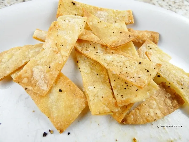 baked tortilla strips for Mexican Salad bowl