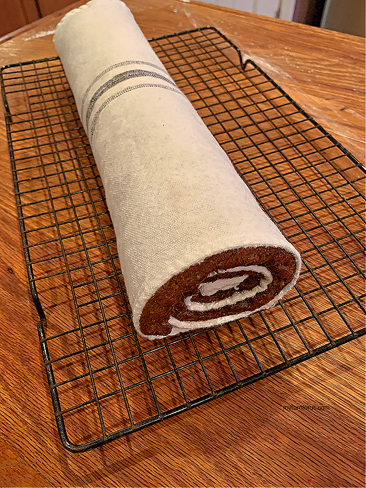 cake roll on cooling rack