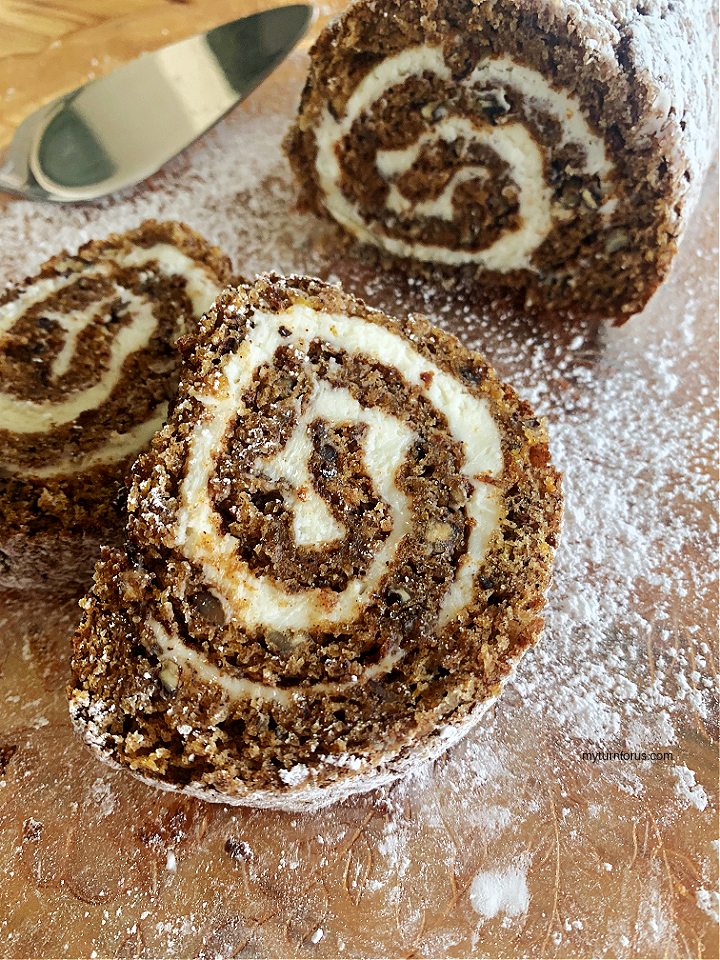 pumpkin roll with pecans and cream cheese filling recipe
