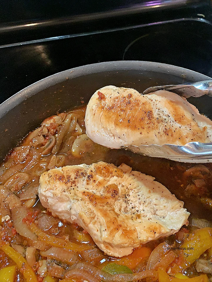 add chicken to sauce