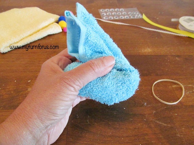 folded washcloth for bunny