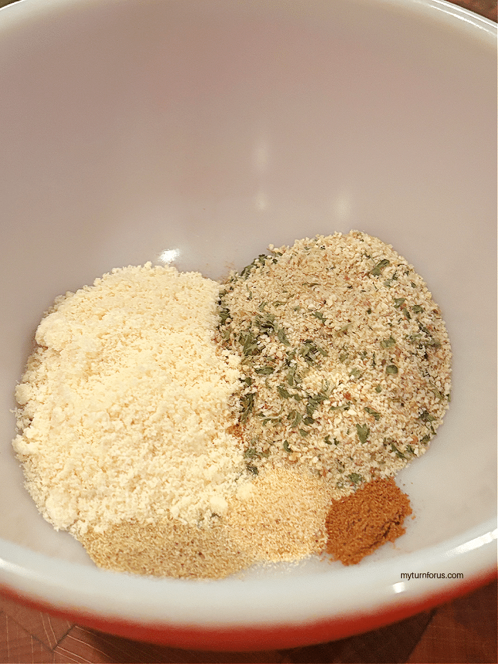 parmesan, breadcrumbs and seasonisngs