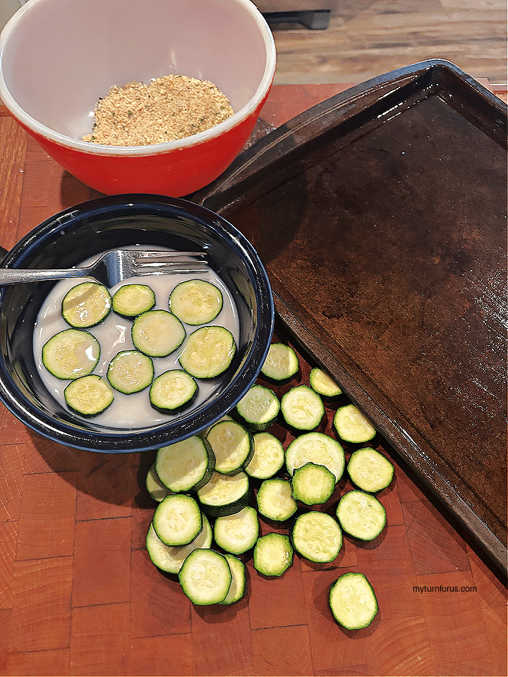 Zucchini slices battered for oven