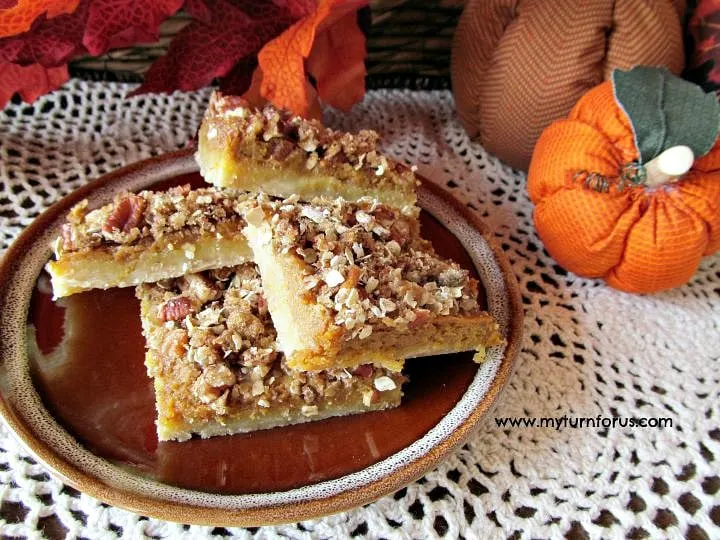 dessert square recipe, pumpkin pie squares with shortbread crust