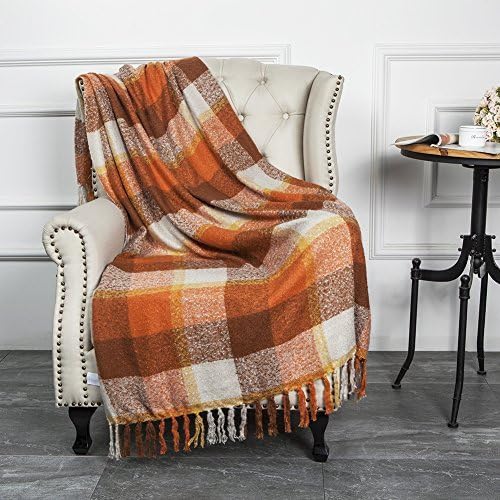 Super Soft Vintage Fluffy Plaid Throw Blanket