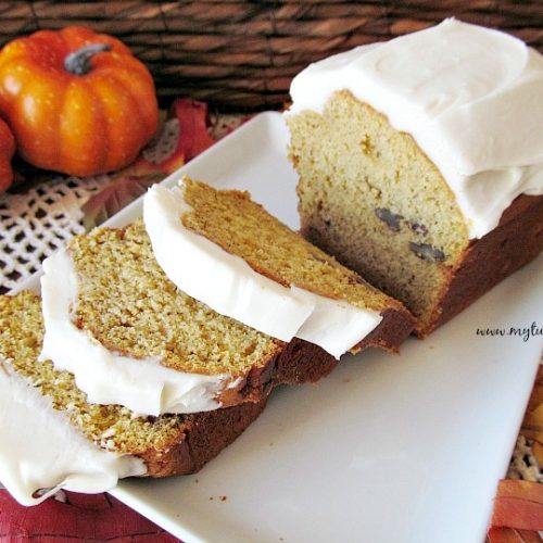 Pumpkin Bread with Walnuts and Cream Cheese Frosting - My Turn for Us