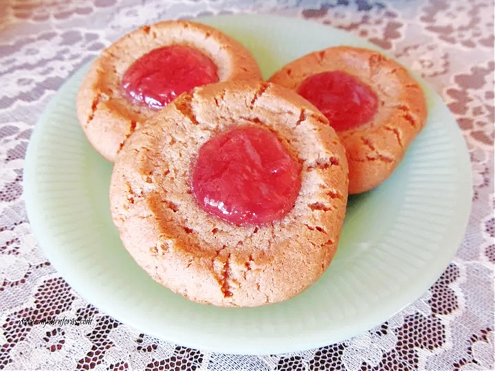 Peanut Butter Jelly thumbprint Cookies, strawberry jam cookies