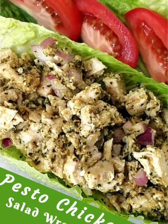 basil pesto chicken salad recipe and served on top of green salad. Or it can be served as a sandwich or as a chicken pesto wrap.