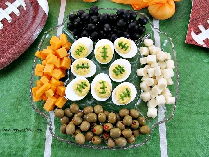 Football deviled eggs, football themed party