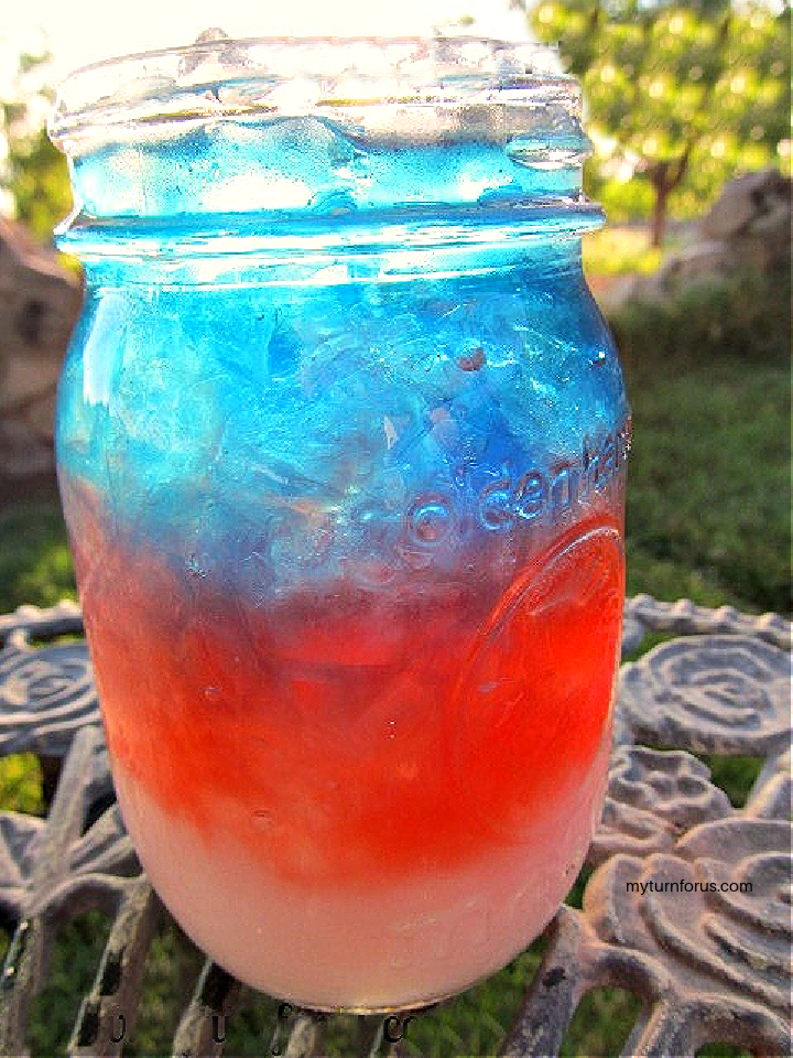 Red White And Blue Layered Drink, how to make layered drinks without alcohol, 4th of July drink