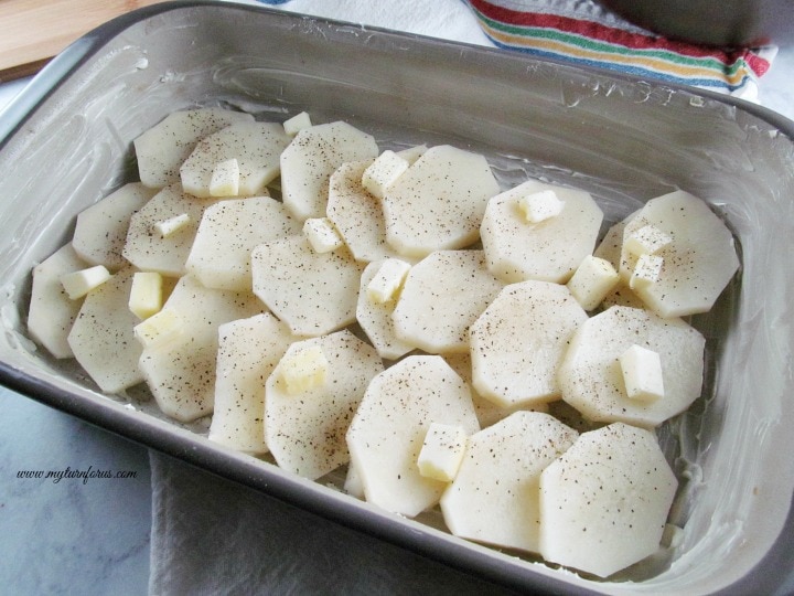 potato slices and butter