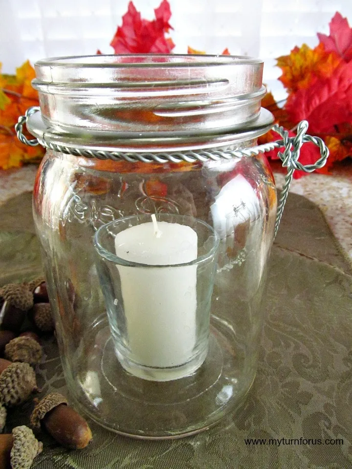 hanging mason jar, lighted mason jar, Fall Mason Jar Decor