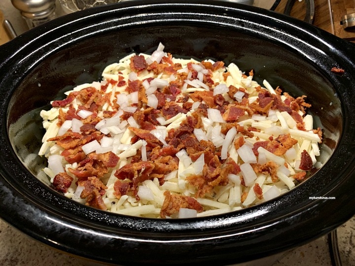 bacon, potatoes and eggs in a crockpot