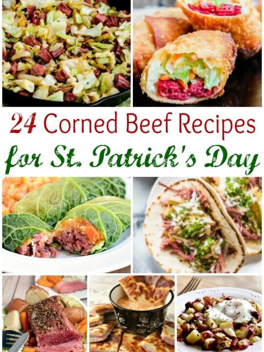 24 Corned beef dishes including corned beef casserole recipes, leftover corned beef recipes, beef and cabbage recipes, corned beef appetizers and cooking corned beef in slow cooker