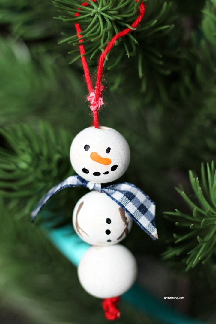 Wooden snowman ornament, DIY snowman ornament