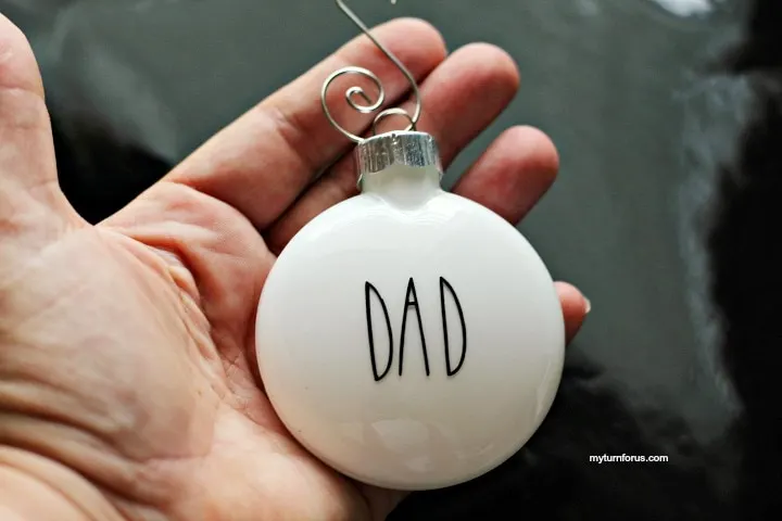painted Christmas baubles with dad