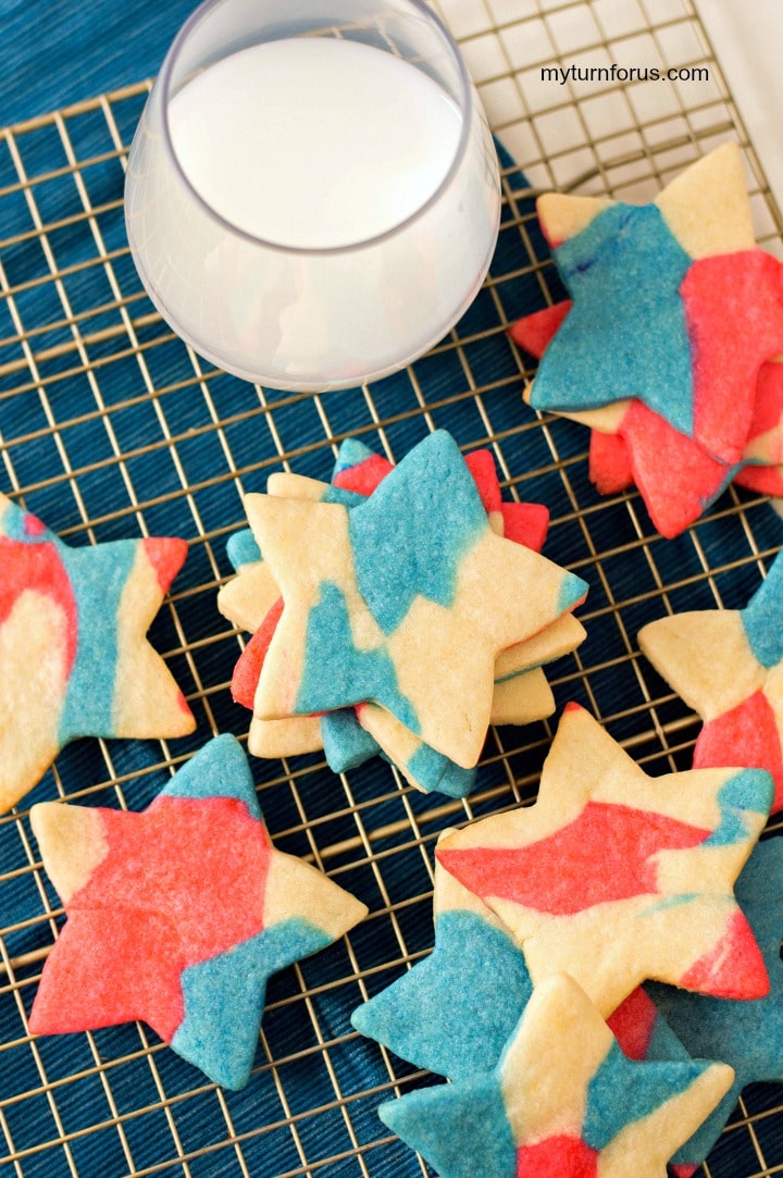 star cookies, red white and blue cookies, patriotic cookies