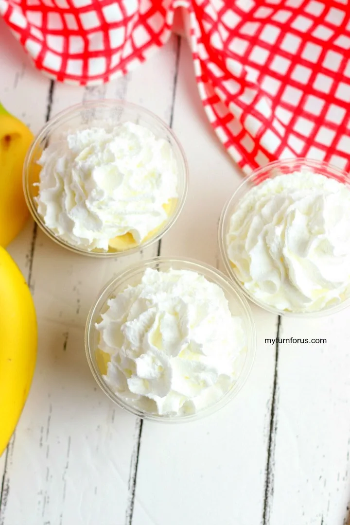 whipped topping on pudding cups