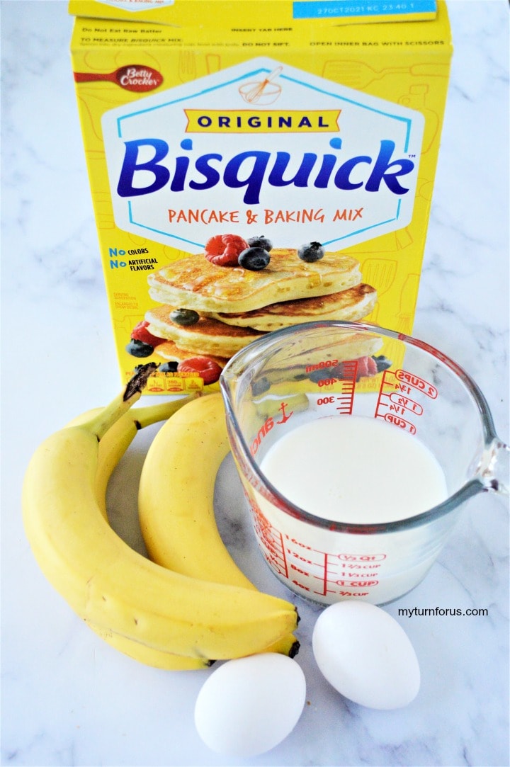 Bisquick, bananas, eggs and milk, 