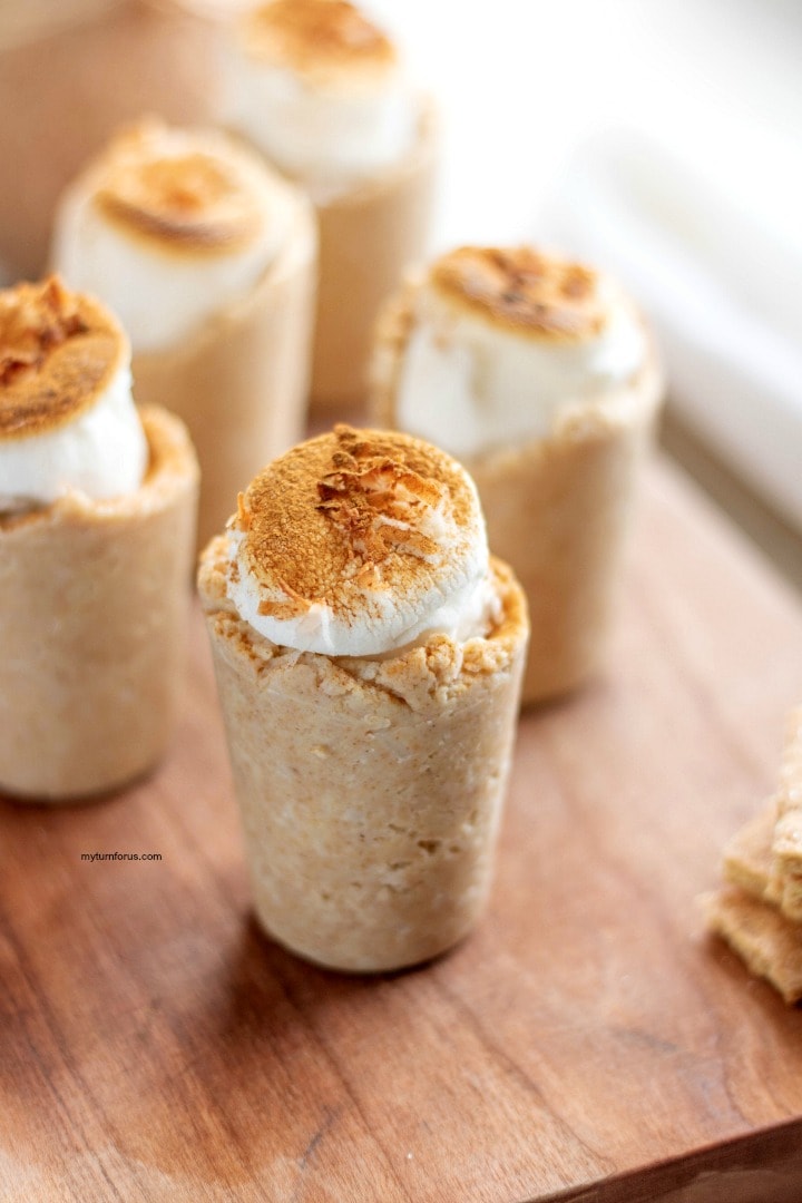  Rumchata pudding shots topped with toasted marshmallow