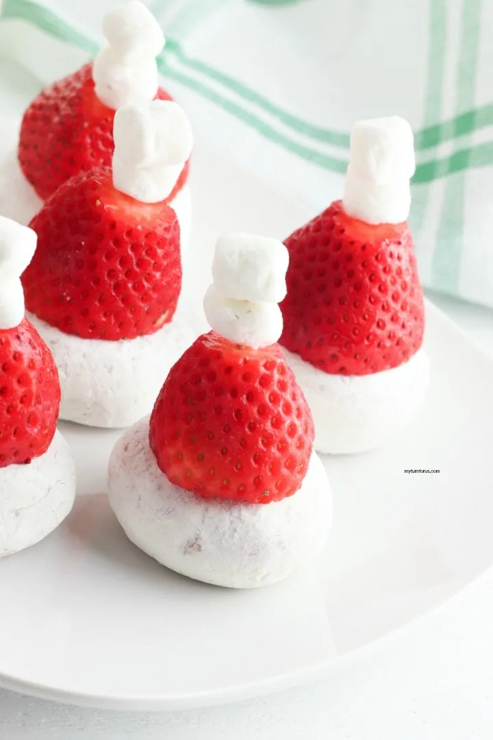 santa strawberries with donuts, and marshmallows