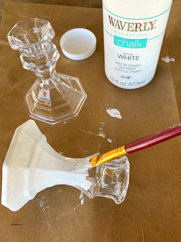 painting candle sticks with chalk paint