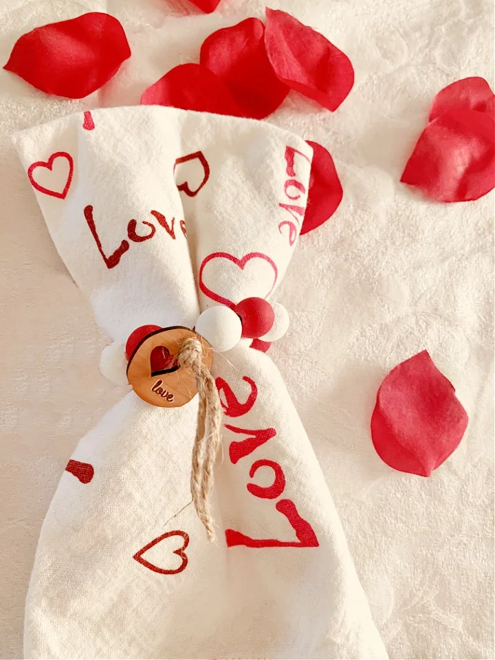 DIY Valentine Wood Bead Napkin Rings