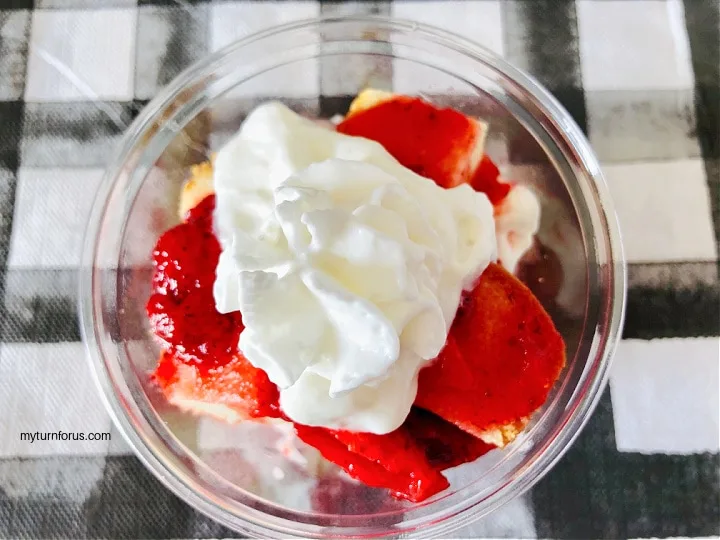 single serving strawberry shortcake dessert