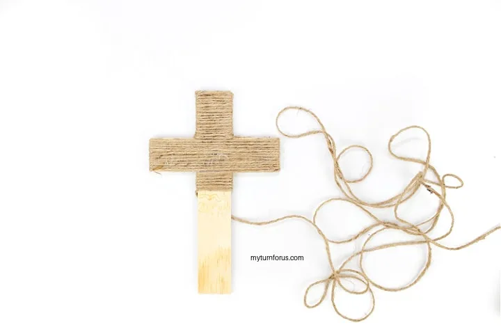 Jute wrapping on wooden cross