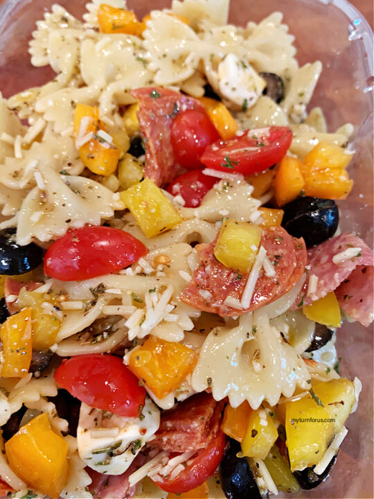 Bow-tie Antipasto Pasta Salad with Mozzarella - My Turn for Us