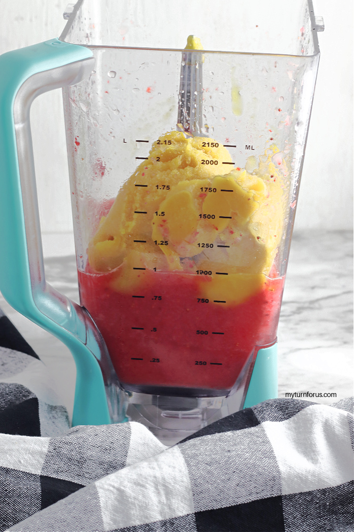 Frozen pineapple in blender