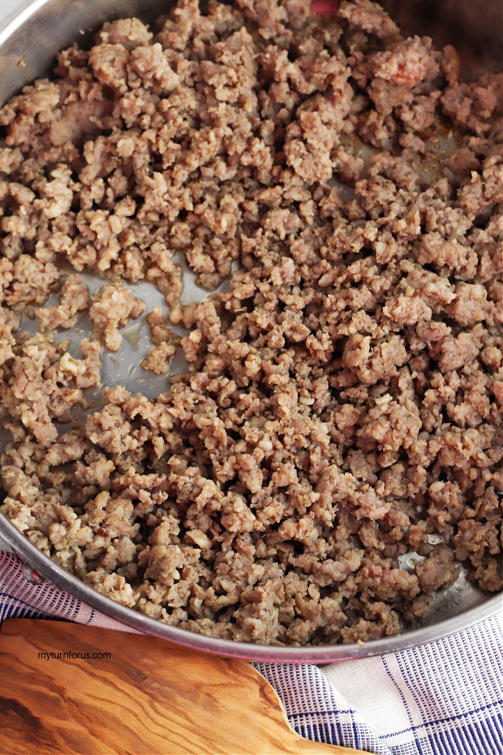 Cooked Sausage in a skillet