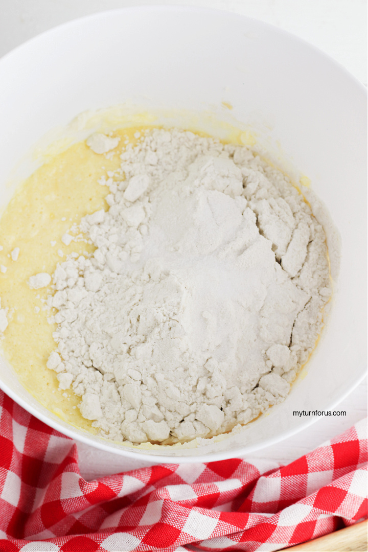 adding flour to the butter mixture