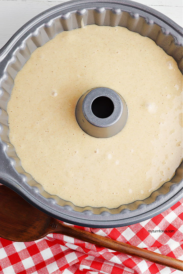 cake batter in pan