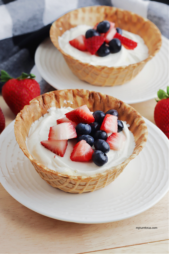 Mini Berry Cheesecakes in waffle cone cups